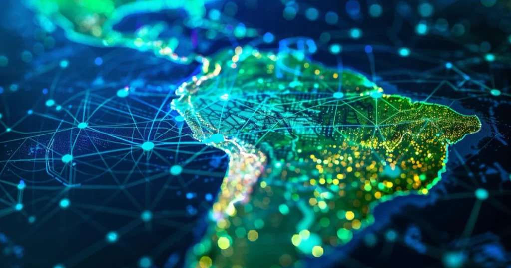 map of LatAm highlighting Brazil, Mexico, Colombia and Argentina for nearshore engineering teams